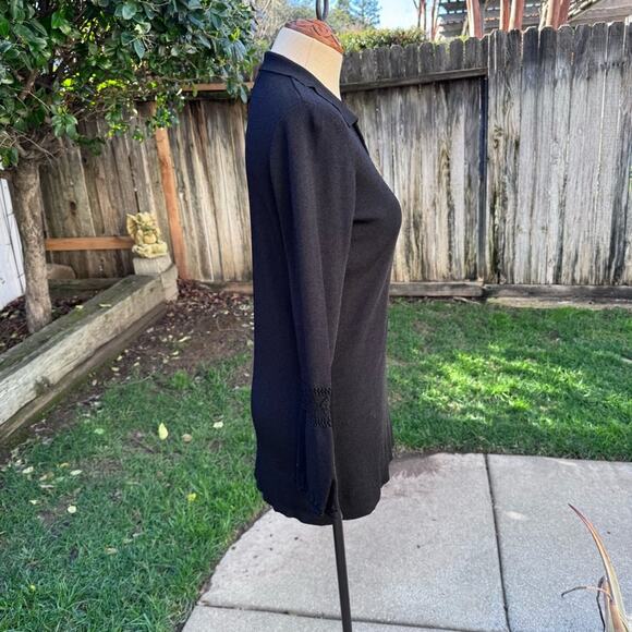 Worthington Black Crochet Long Sleeve Tunic Blouse Top Women’s Size Small - Picture 3 of 8